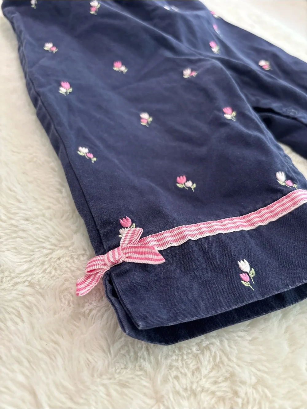 Vintage Gymboree 6-9 month Floral Snap-Front Playsuit with Pink Tulip Embroidery